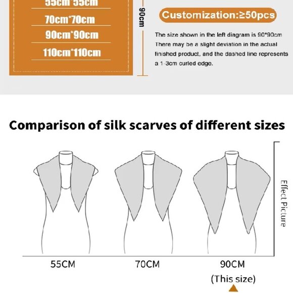 100% Mulberry Silk Scarf -Time and Space 35.4”x35.4” (90×90 cm) - Picture 9 of 9